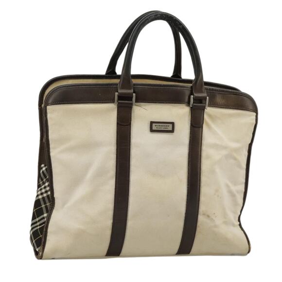 Burberry Black Label Hand Bag Canvas White Silver - Picture 1 of 16